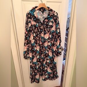 Torrid Blue Floral Button Front Dress